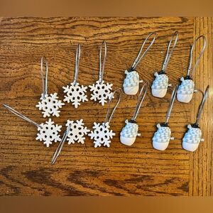 Shower curtain rings Snowmen and Snowflakes winter